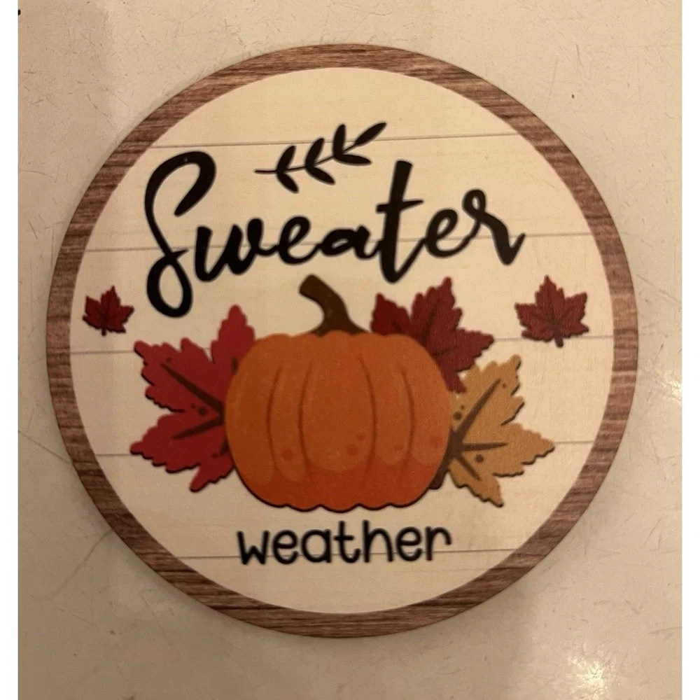 Fall/Thanksgiving Autumn Decor 13 PC Wood-Leaves, Pumpkin, Gnome, Latte